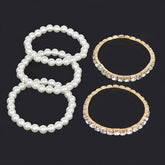 Faux Pearl Rhinestone Stretch Bracelet